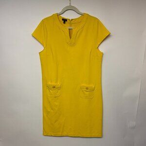 Talbots Dress Yellow Bright Sunshine Sheath Office Business Casual Womens SZ 14